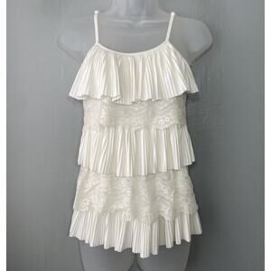 Vanity Tank Top Size XS White Tiered Lace Ruffle Y2K Coquette Fairy Romantic